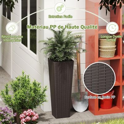 2PCS Pot de Fleur Exterieur Carrés,Cache Pot Plante Interieur en ...