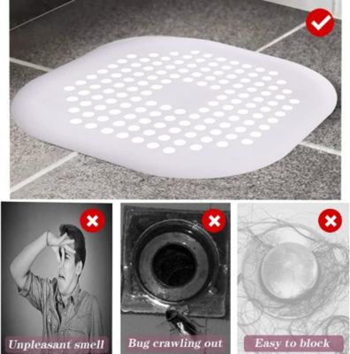 Ensemble de 4 protections de drain en silicone avec Ventouse, pour Évier de Douche, Douche, Bain - Blanc et Gris