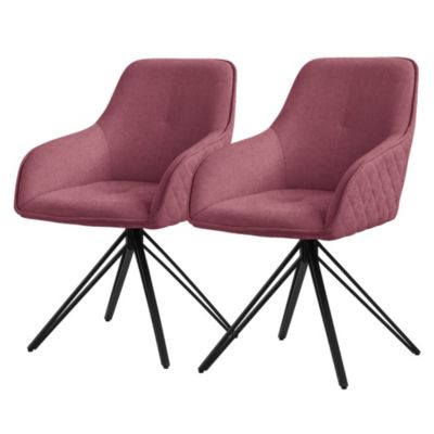 2x Chaise de salle à manger vieux rose pivotante  fauteuil rembourrée salon