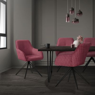 2x Chaise de salle à manger vieux rose pivotante  fauteuil rembourrée salon