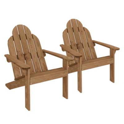 2x Fauteuil de jardin  bois massif marron Adirondack avec dossier et accoudoirs