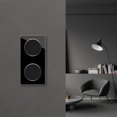 2x interrupteurs simple allumage avec plaque de finition verre vertical ...