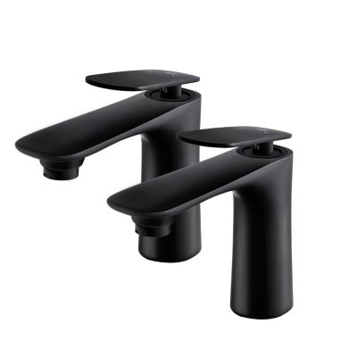 2x Robinet Salle de Bain Noir Robinet de Lavabo en Cuivre Mate Bassin Robinetterie Mitigeur Lavabo Moderne pour Salle de Bains