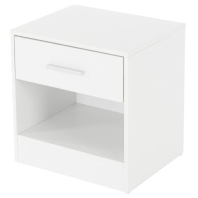 2x Table de chevet meuble de nuit commode à coucher chambre blanc avec 1 tiroir