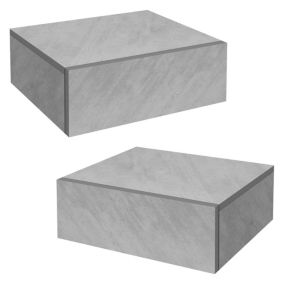 2x Table de nuit suspendue avec tiroir armoire de chevet MDF gris/aspect béton