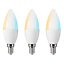 3 ampoules LED connectées Myko E14  flamme 470lm=40W variation de blancs et couleurs Jacobsen blanc