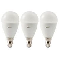 3 ampoules LED Diall mini globe E14 8,5W=60W blanc chaud