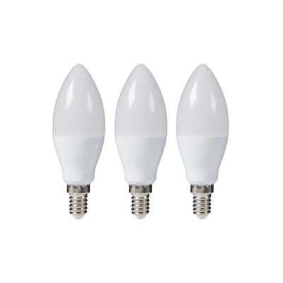 3 ampoules LED flamme E14 5,5W=60W blanc chaud