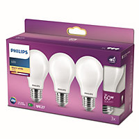 3 ampoules LED Standard E27 60W blanc chaud Philips