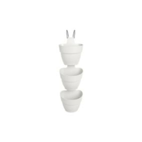 3 Balconnières en plastique Elho Vibia Campana Forêt Verticale blanc soie - diamètre 17 cm