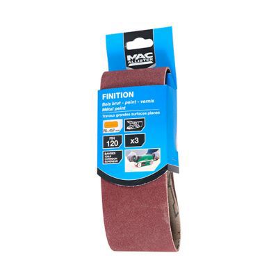 3 Bandes Abrasives 75 X 457 Mm Mac Allister Grain 80 Castorama