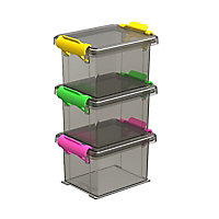 3 boîtes de rangement avec couvercle en plastique Funcenter 0,15L coloris fumé