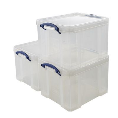 3 boîtes de rangement en plastique 35L transparent