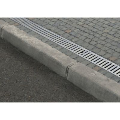 3 Caniveaux en lot PP noir avec grille en acier galvanisé 300 x 12 cm
