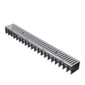 3 Caniveaux en lot PP noir avec grille PP 300 x 12 cm