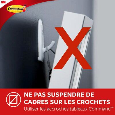3 crochets adhésifs Command avec pointe en métal, jusque 225 g par crochet
