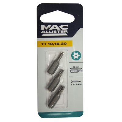 3 embouts torx tamper n 10 15 20 l 25 mm mac allister castorama