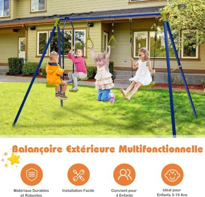 INOOMP – Anneaux De Gymnastique 1 Paire – Balançoire Extérieur/Intérieur Avec Sangles – Capacité 120 Kg