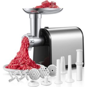 3 en 1 Hachoir à Viande Électrique Professionnel avec 3 Plaques Acier Inoxydable, 1 Kubbe et 3 tubes Remplissage Saucisses
