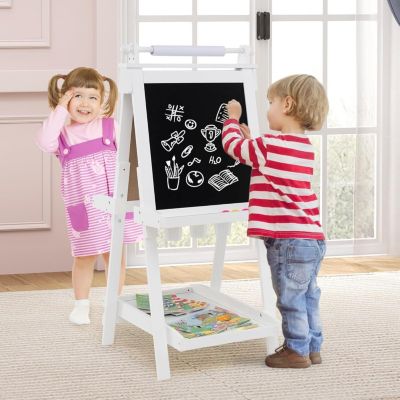 Chevalet Double Face En Bois – Tableau Noir Et Blanc Magnétique – Hauteur Réglable 80-148 Cm – 30+ Accessoires – Dès 3 Ans