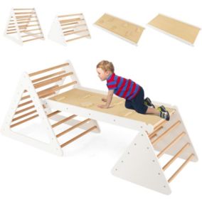 3 en 1 Toboggan escalade Montessori pour Enfants 2 Triangle Escalade avec Toboggan pour Enfant Charge 60 KG Gris