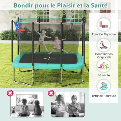 Magicfox – Trampoline pour enfants 150cm – Filet de sécurité surélevé – Cadre en acier anticorrosion – Charge max 200kg – Tapis de saut haute élasticité