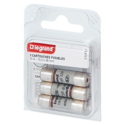 3 fusibles céramique Legrand 10.3 x 38 mm avec voyant