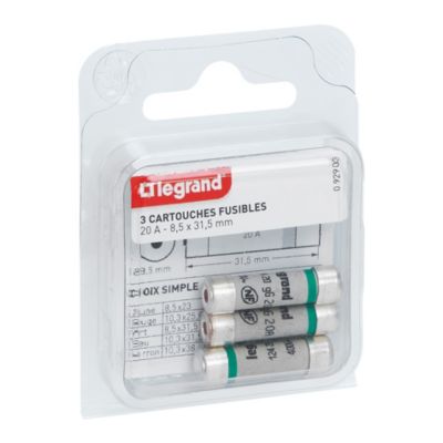 Fusible En Porcelaine Legrand – 10 Ampères, Entraxe Broches 3 Cm, Courant AC/DC, Neuf