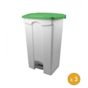3 Grandes poubelles professionnelles à pédale solide - Vert