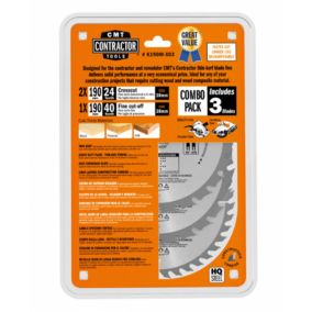 3 Lames carbure 190 - 24 ,24 et 40 dents ATB al: 30 mm - CMT Contractor