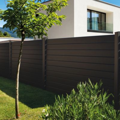 3 Lames de clôture pour pose persienne en PVC gris anthracite, L.179 x H.14,5 cm x ép.21 mm, Morey