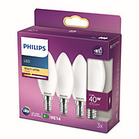 3 lampes LED Philips flamme E14 40W blanc chaud Philips