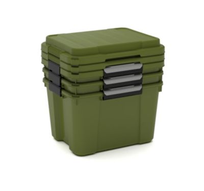 3 Malles de rangement 80 L Keter Scuba kaki H.50 x l.40 x P.78 cm