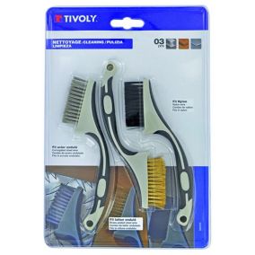 3 mini-brosses à main Tivolys : fil acier, fil laiton, fil nylon