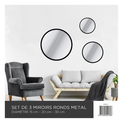 3 Miroirs Ronds Noir O30 O20 O15 Cm Castorama