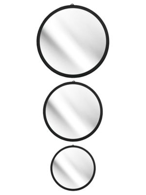 Lot De 3 Miroirs Muraux Ronds Travis – Noirs, Tailles Différentes – Style Moderne – Neuf