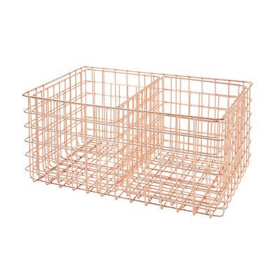 Panier Rectangulaire En Métal Cuivré "élégance Cuivrée