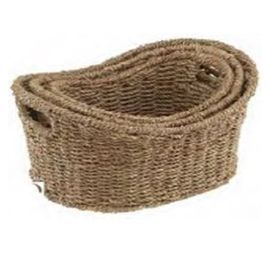 3 paniers de rangement ovales jonc de mer Coco