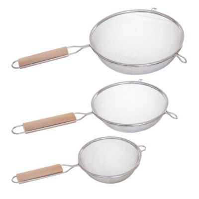 3 passoires inox manche bois - 5five