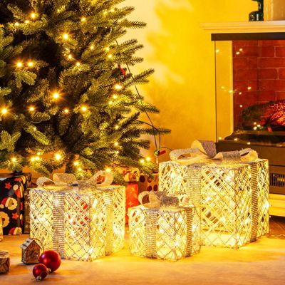 Grand Nœud Rouge Pour Décoration De Noël Avec 30 Lumières LED Chaudes En Ruban Double, Amélioré Pour Sapin, Couronnes Et Décorations