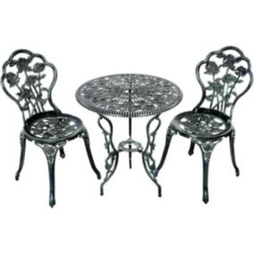 3 Pieces en Fonte Aluminium avec 2 Chaises et 1 Table Ronde et Terasse Ensemble Table et Chaise Rose en Fonte