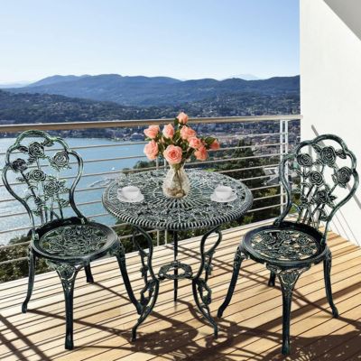 3 Pieces en Fonte Aluminium avec 2 Chaises et 1 Table Ronde et Terasse Ensemble Table et Chaise Rose en Fonte