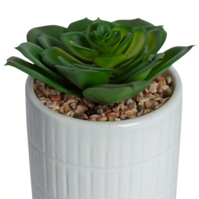 3 plantes artificielles, pot en céramique blanc ∅10 x H.18cm JBY Creation