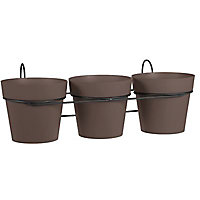 3 pots Toscane ø15 cm taupe + support