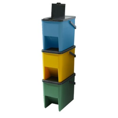 3 poubelle tri Sélectif BERGEN vert bleu jaune 3x20L