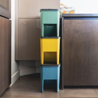 3 poubelle tri Sélectif BERGEN vert bleu jaune 3x20L