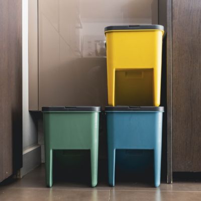 3 poubelle tri Sélectif BERGEN vert bleu jaune 3x20L