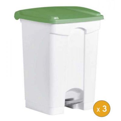 3 Poubelles à tri à pédale 45 litres pour Sac 120 litres - Vert
