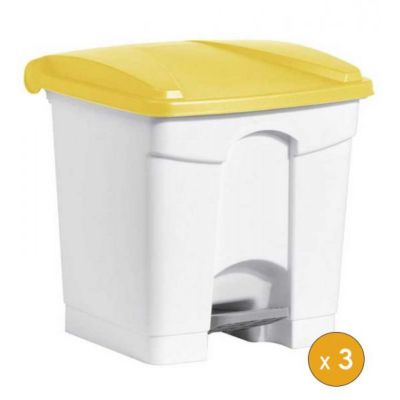3 Poubelles à tri à pédale pour Sac 120 litres - Jaune