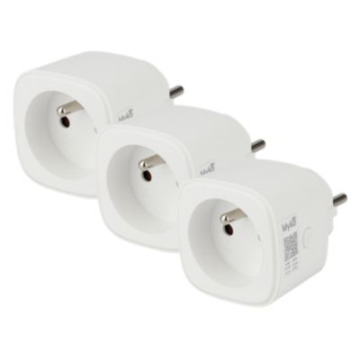 3 prises avec terre wifi connectées avec suivi de la consommation Jacobsen Myko 230V